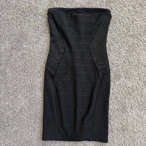 TOPSHOP Women's Strapless Black Dress with Neon Pink Zipper Accent - Size 2